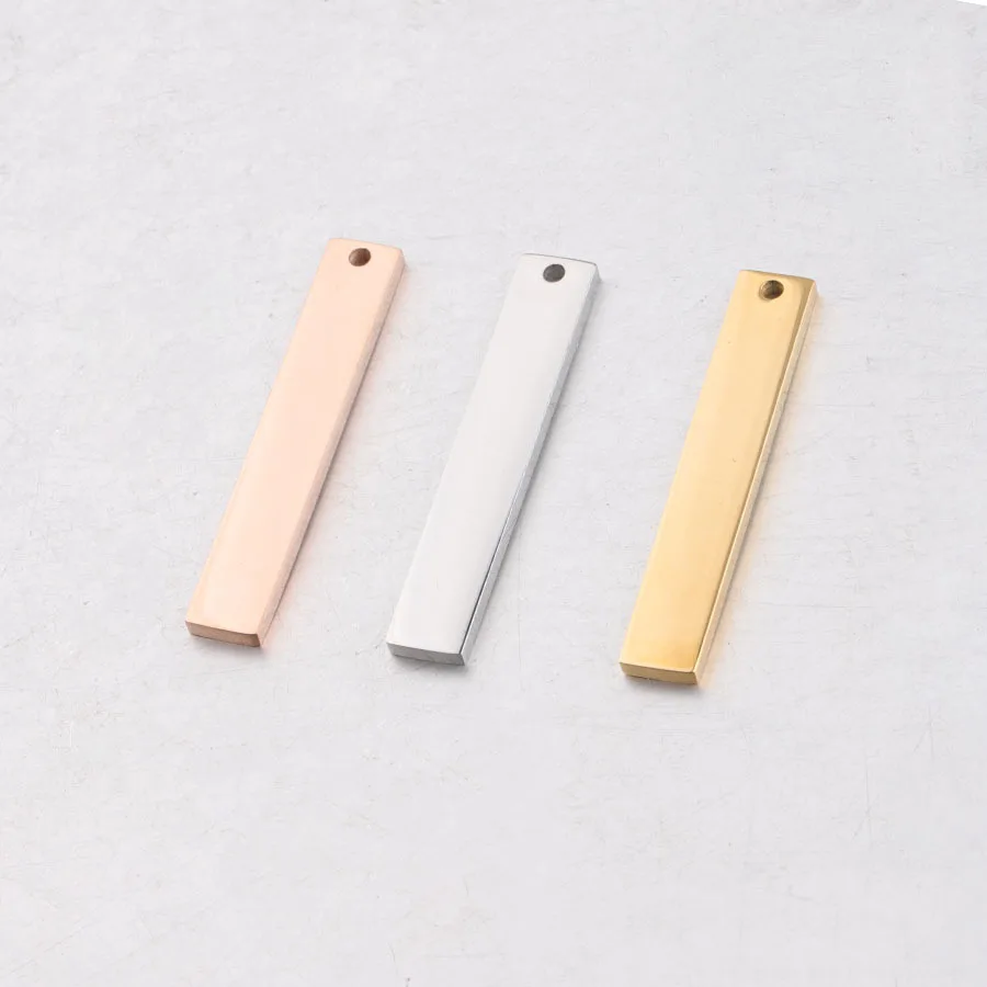 100% нержавеющая сталь прямоугольник пустой бар кулон для гравировки 35x6 мм