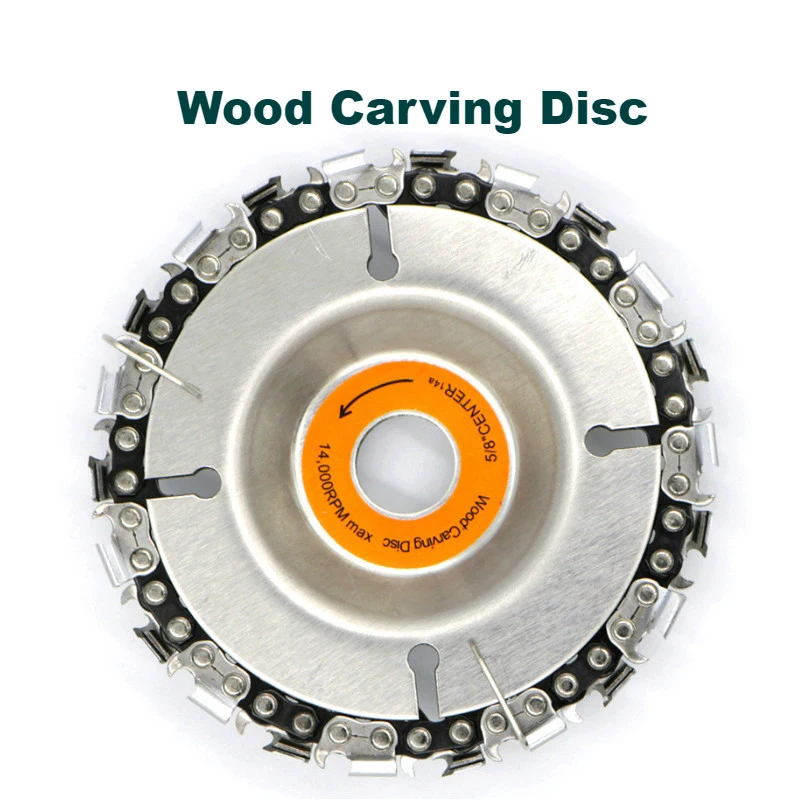 

4 inch Wood Carving Disc and Chain 22 Tooth Grinder Disc Fine Chainsaw Set for 100/115 Angle Grinder Wooking Tools