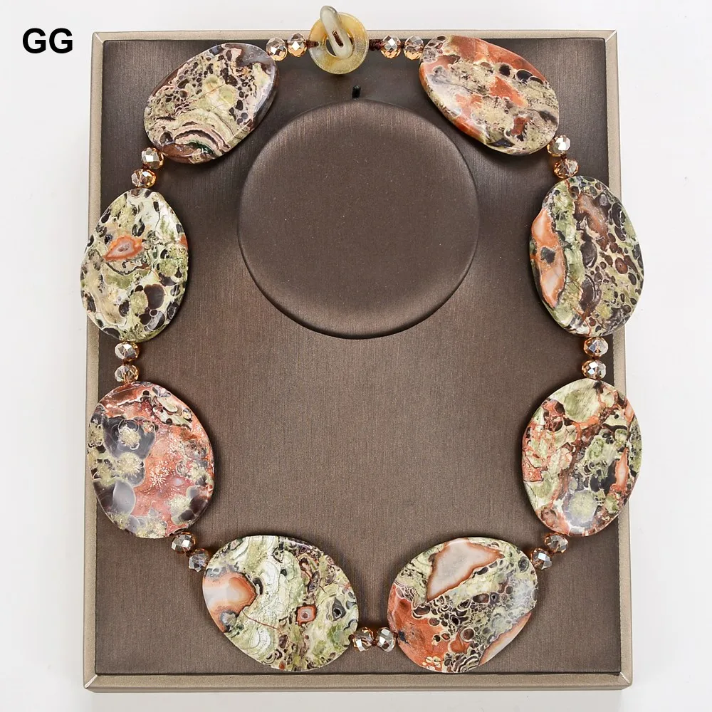 

GuaiGuai Jewelry 21" Mixed Color Freeform Jasper Agate Gems Stone Necklace