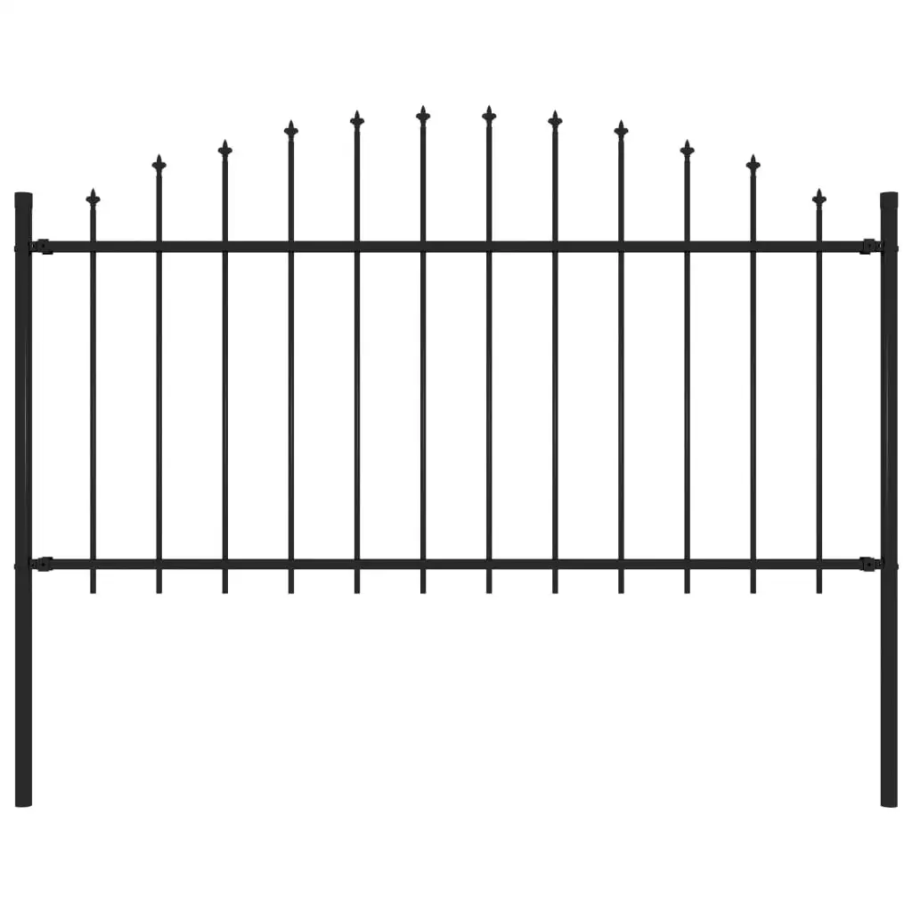 

Garden Fence with Spear Top Steel 5.6' Black