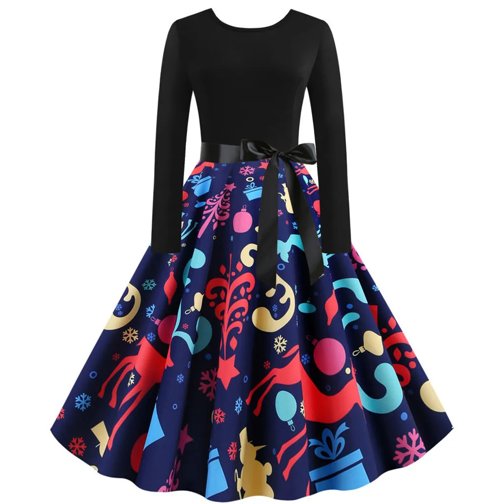 Зимнее рождественское женское платье в винтажном стиле с вышивкой Хепберн