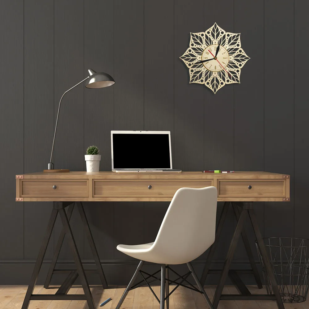 Деревянные часы со снежинками зимние рождественские настенные праздничные