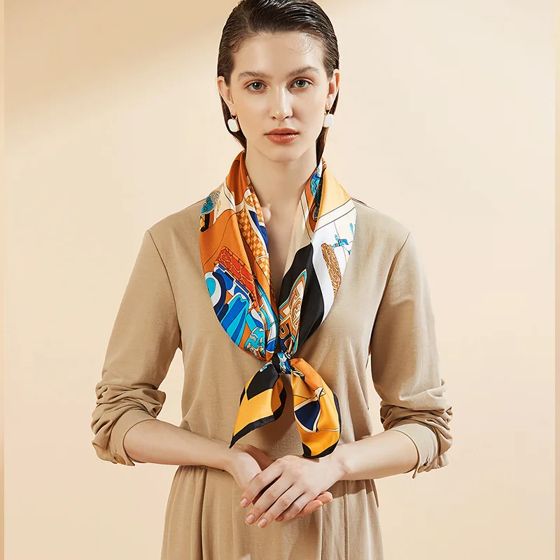Женский атласный саржевый шарф с принтом летние шарфы из 2018 шелка 100% |