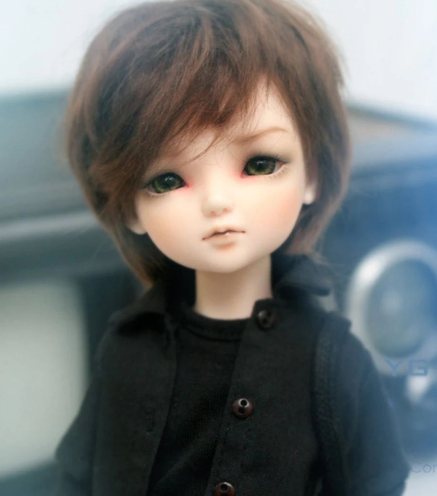 Полный комплект 1/6 BJD шарнирная кукла чеснок милый мальчик черный костюм классная