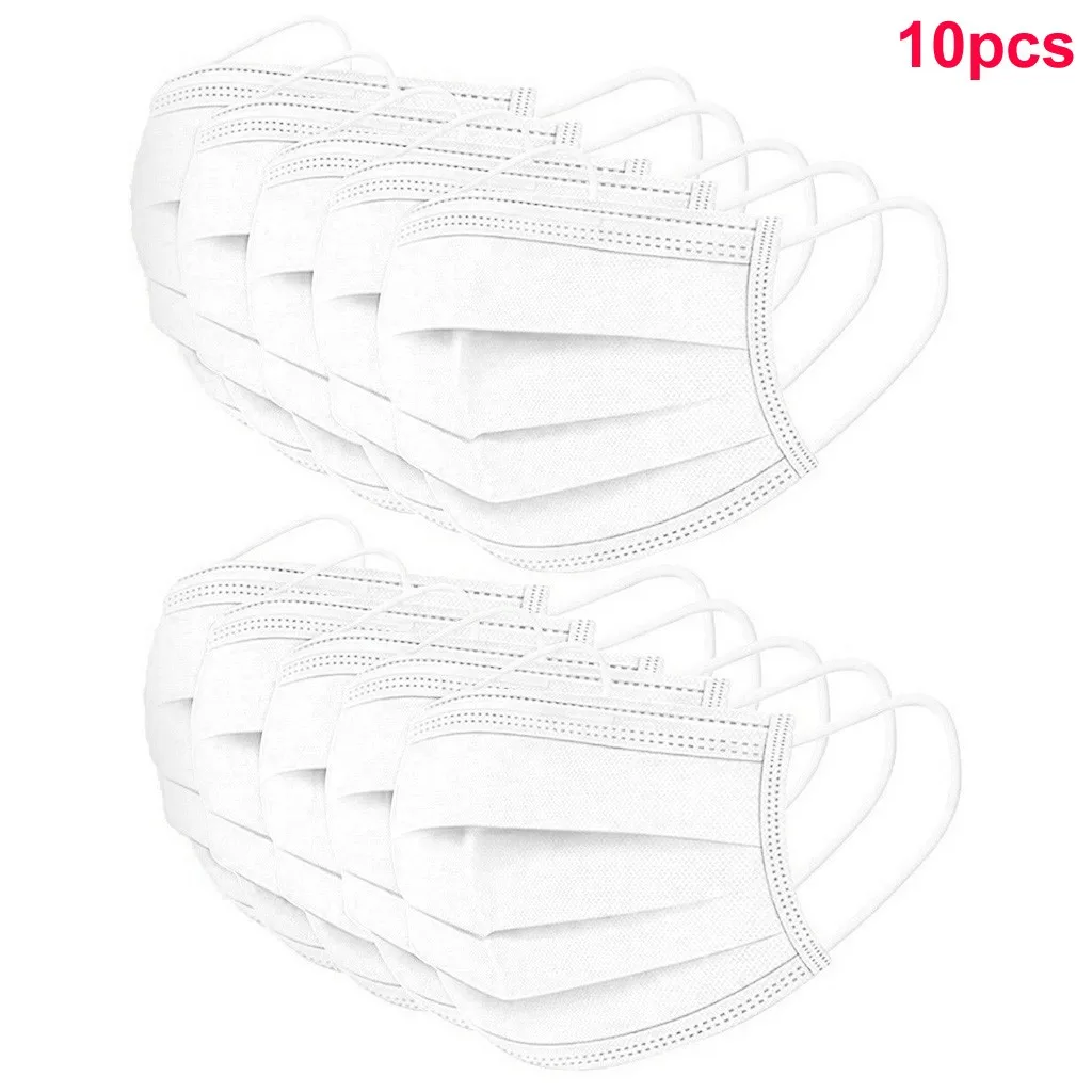 

10/20/50/100pcs Disposable Face Mask Mascarilla Safety 3 Layers Breathable Dustproof Windproof Earloop Mouth Filter Cover