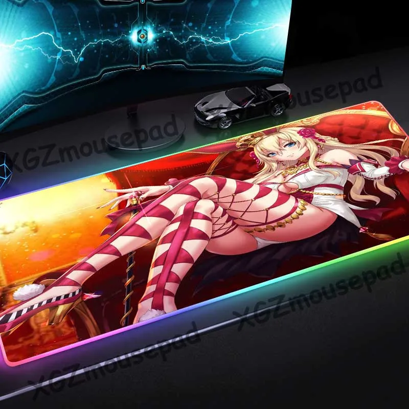 XGZ большой коврик для мыши RGB черный замок край Аниме Сексуальная королева
