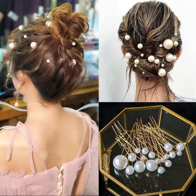 

2021 New Bride's Hair Band Headdress Handmade Braided Hair Beads Flower Hairpins 18 Beaded Hairpins Hair Ornaments Head Bands
