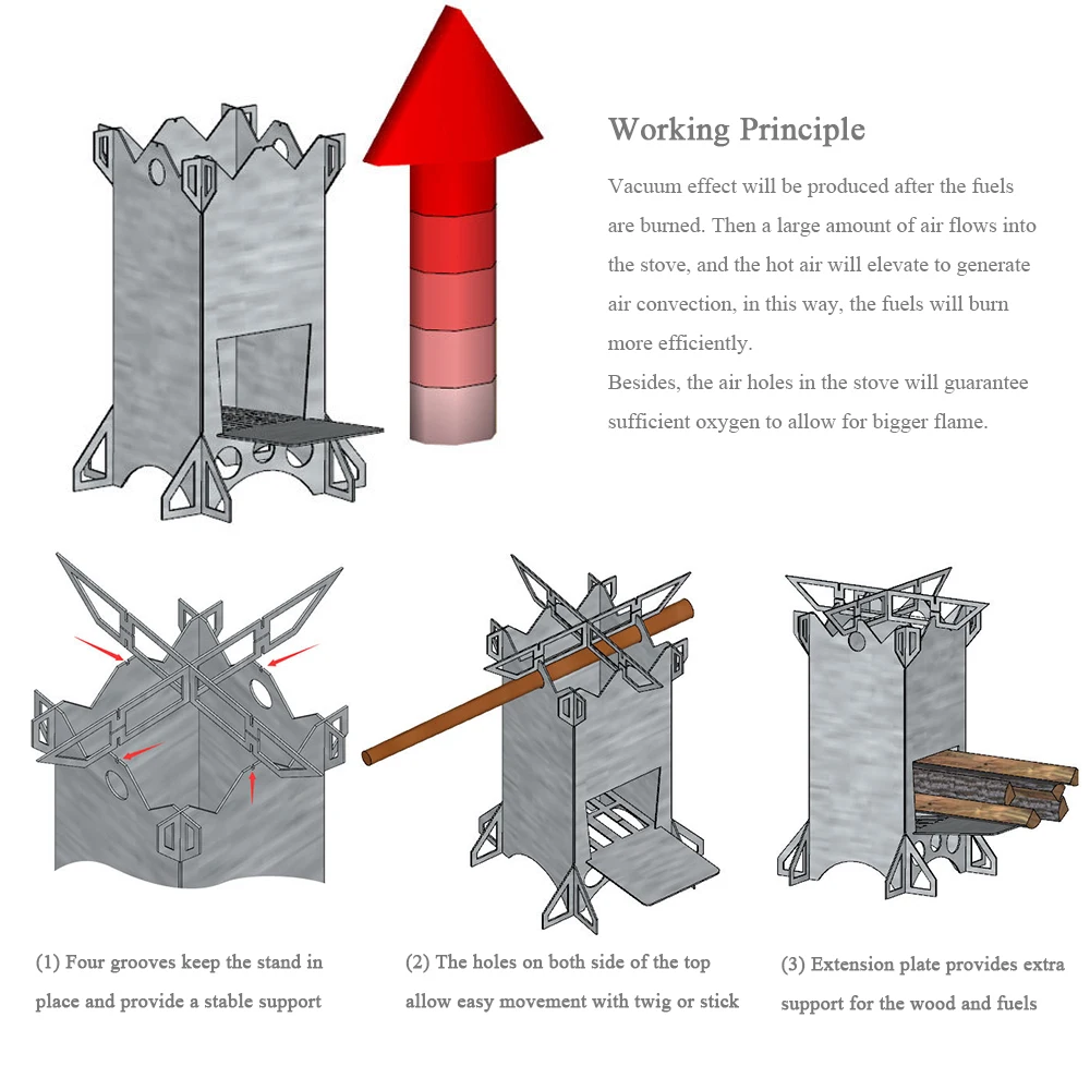 Наружная походная ракетная плита складная деревянная горелка Горящее