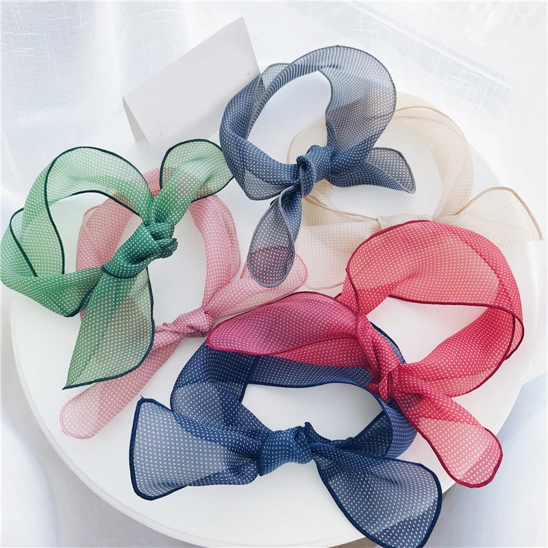 Женский шарф из органзы шарфы для шеи бандана повязка на запястье в горошек отеля