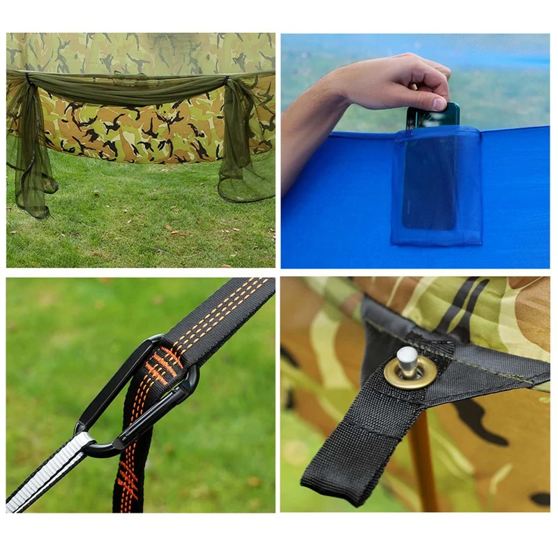 

Large Camping Hammock with Mosquito Net 2 Person Pop-up Parachute Lightweight Hanging Hammocks Tree Straps Swing Hammock