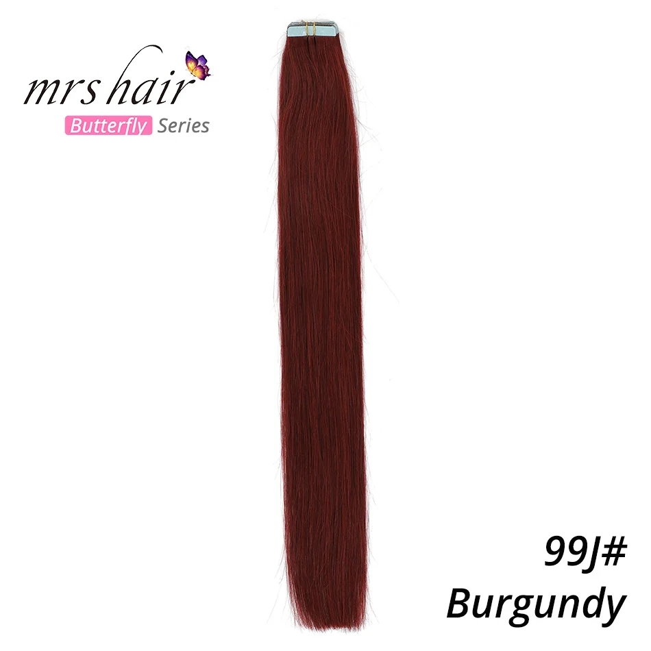 MRSHAIR 6# кожи уток человеческих волос прямой 20 штук ленты в расширение номера Волосы remy двухсторонней ленты для волос 1" 18" 2" 22" 24" - Цвет: # 99J