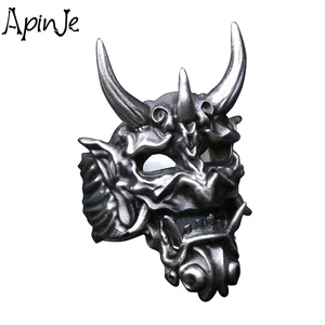 Apinje Vintage Personality Grimace Sterling Rilver 925 Ring for Men Animal Head Punk Hip Hop Rock Motorcycle Biker Men Jewelry