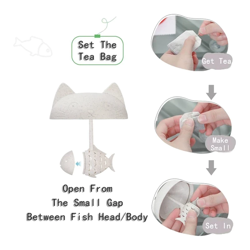 Милый Кот Стекло чашки Чай кружка с рисунком рыбы Infuser Filter 250ML(8 унций)