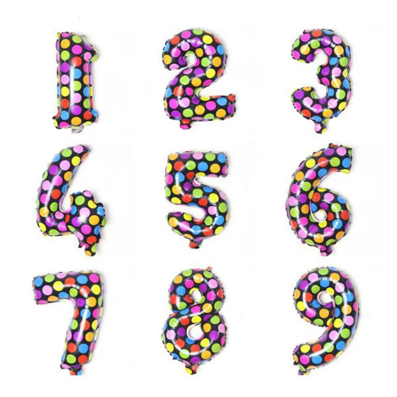 16 дюймов 1 шт. Цвета точка номер фольги Воздушные шары на день рождения вечерние