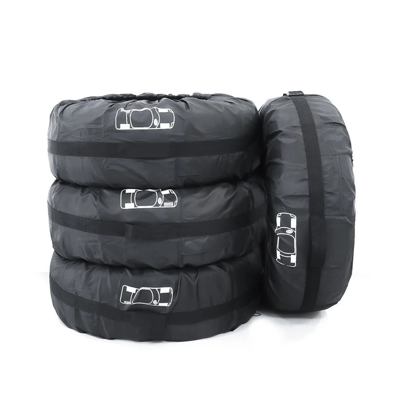 

4Pcs/Lot Universal Car Spare Tire Cover Case Polyester Tires Storage Bag Carrier Auto Wheel Tyre Dustproof Waterproof Protector