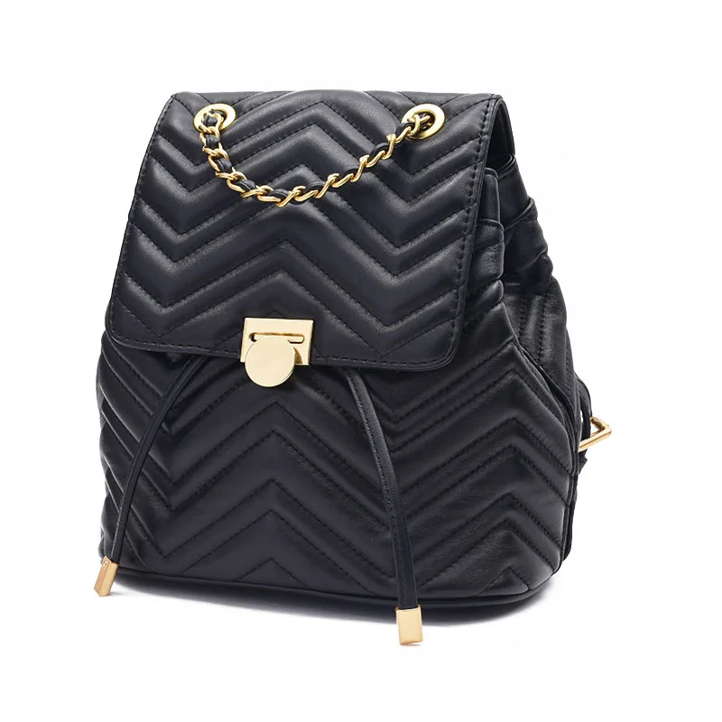 Женская сумка Женский ранец двойная на плечо овчина модный с волнистым узором