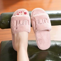 2021 women slippers furry fluffy flat shoes winter home slippers fashion comfortable unisex thick fur slides sandal buty damskie