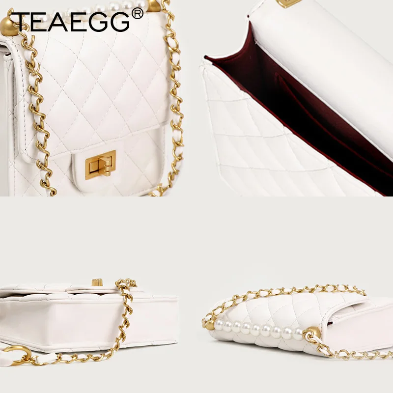 TEAEGG 2019 женская дизайнерская сумка на плечо с цепочками и ромбовидной решеткой