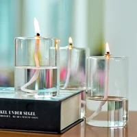 free shipping 6pcsset cylinder shaped transparent glass oil lamp wedding decoration handcraft candle holder friend gift