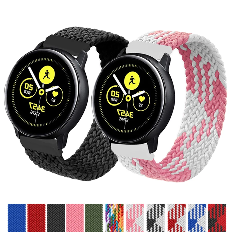 

Braided solo loop for Samsung Galaxy watch active 2 3 45mm 41mm 42mm gear s3 nylon 20mm 22mm smart band correa galaxy watch 46mm