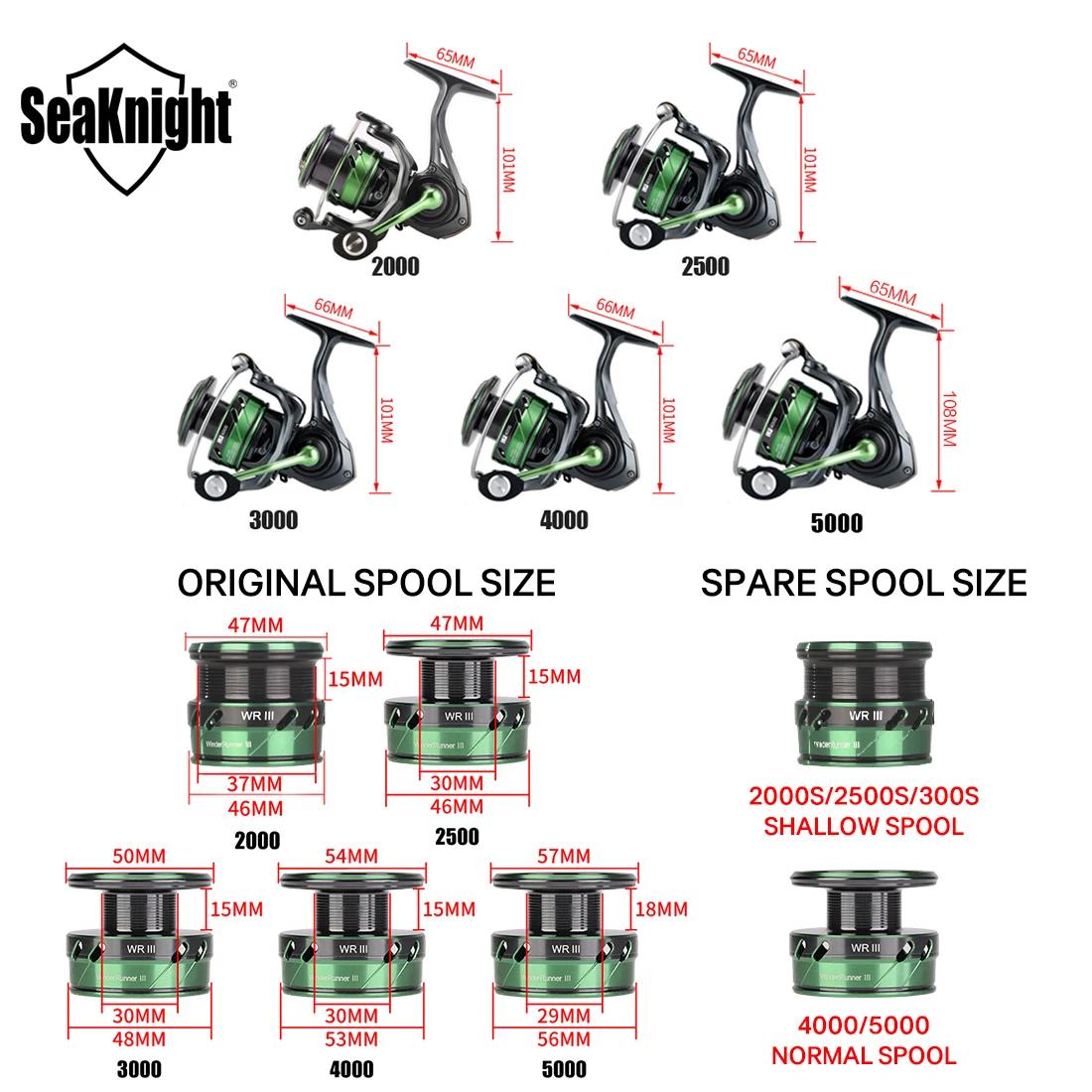 

Brand WR III Series 5.2:1 Fishing Reel Carbon Fiber Drag System 17lbs Max Power Spinning Wheel Fishing Coil 2000-5000