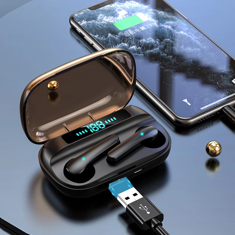 Wireless Bluetooth 5.0 Earphone Sports Waterproof Headphones Headsets Stereo Touch Control Music Earbuds With Mic For All Phone