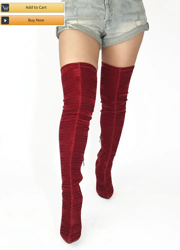 Женские сапоги до бедра из эластичной замши; пикантные ботфорты на шпильке; высокие сапоги с острым носком на высоком каблуке; цвет красный, черный, серый, бежевый