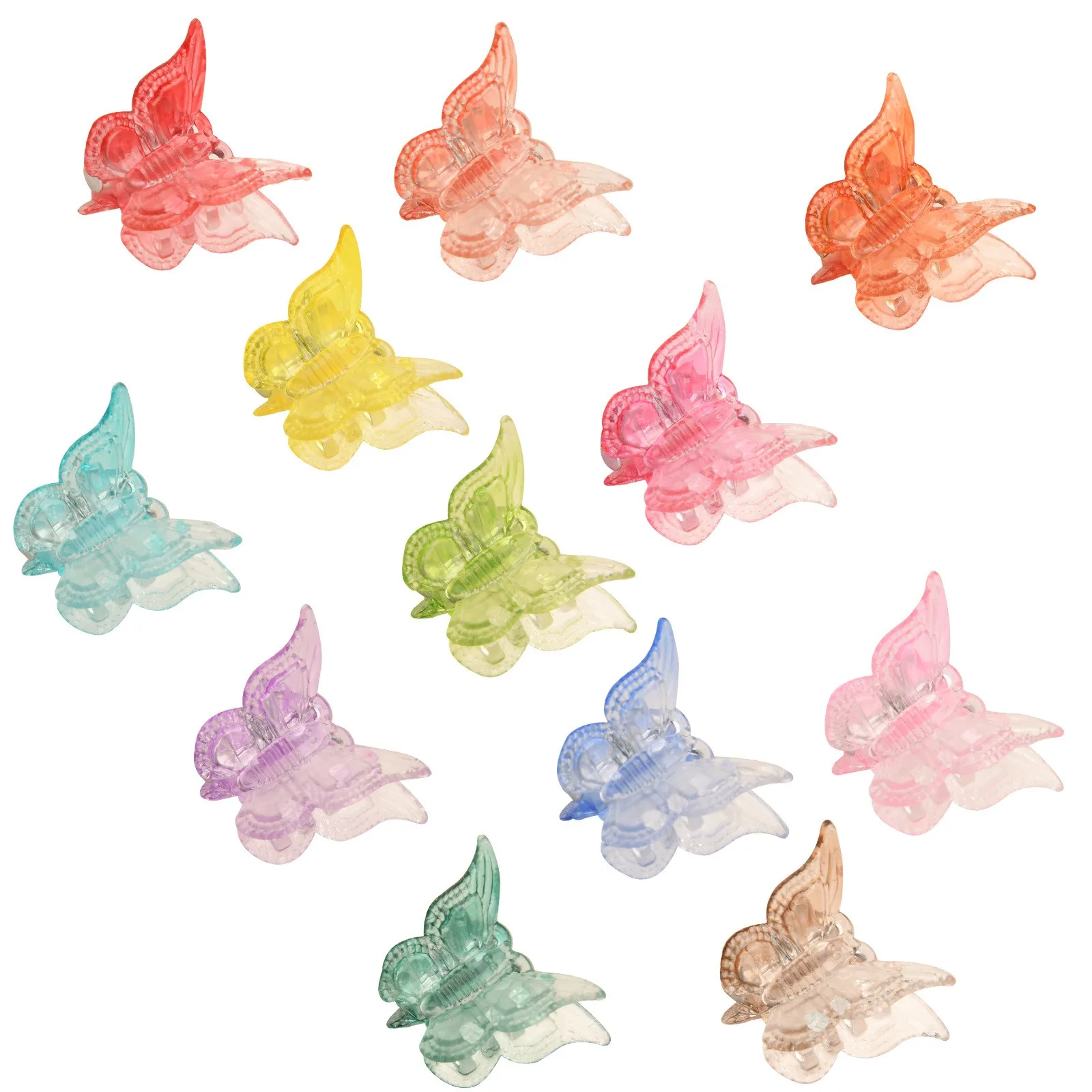 12pcs/lot Mixed Color Butterfly Hair Clips Children's Small Clip Jelly Mini Beautiful Accessories |