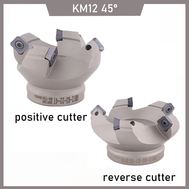

1PC KM12 45 Degree MIlling Cutter Head 50 63 80 100 Positive Cutter For SEKT1204 Carbide Inserts CNC Face Milling Machine