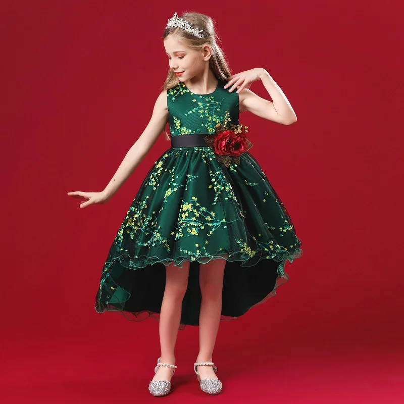 

Children Long Sleeve Princess Birthday Party Prom Trailing Wedding Evening Summer Dress Gown Vestidos Baby Girl Clothes 10 Years