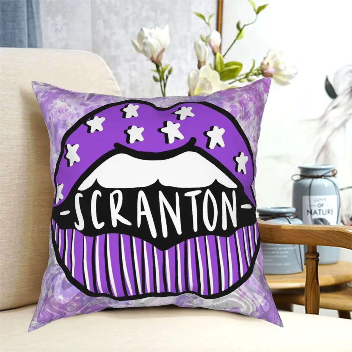 

University Of Scranton Lips Square Pillowcase Polyester Creative Zip Decorative Pillow Case Room Cushion Cover Wholesale 45*45cm