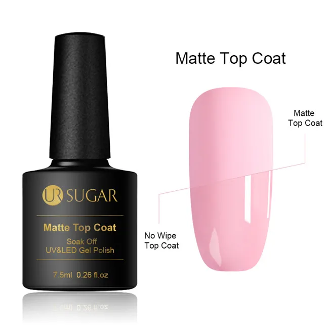 Matte Top Coat Ur Sugar 7,5 мл Блестящий УФ Гель-лак замачиваемый УФ-гель Черный Белый Гель-лак для нейл-арта лак Базовое покрытие без протирания верхнее покрытие - Цвет: Matte Top Coat