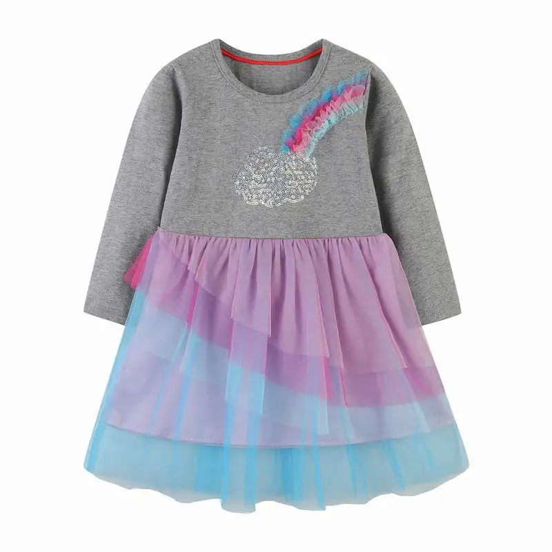 

Kids Girls Children Clothes Long Sleeve Cartoon Rainbow Princess Dress Autumn Winter Girls Princess Dress Kids Clothing