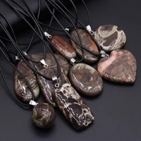 1pc natural stone necklaces heart round water drop shape picasso stone pendants necklaces for women party wedding jewelry