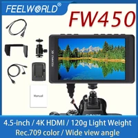 feelworld fw450 4 5 4k on camera monitor with hdmi input output ips hd 1280x800 light weight