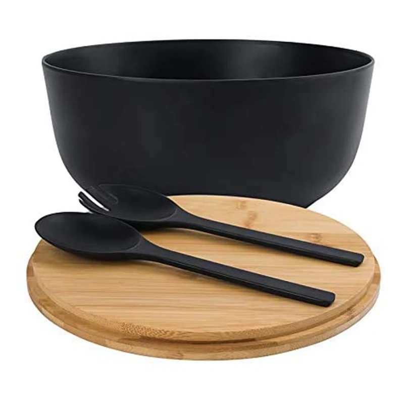 

Bamboo Fiber Salad Bowl with Servers Set Nature Bamboo Mixing Bowl with Servers with for Fruits ,Salads A