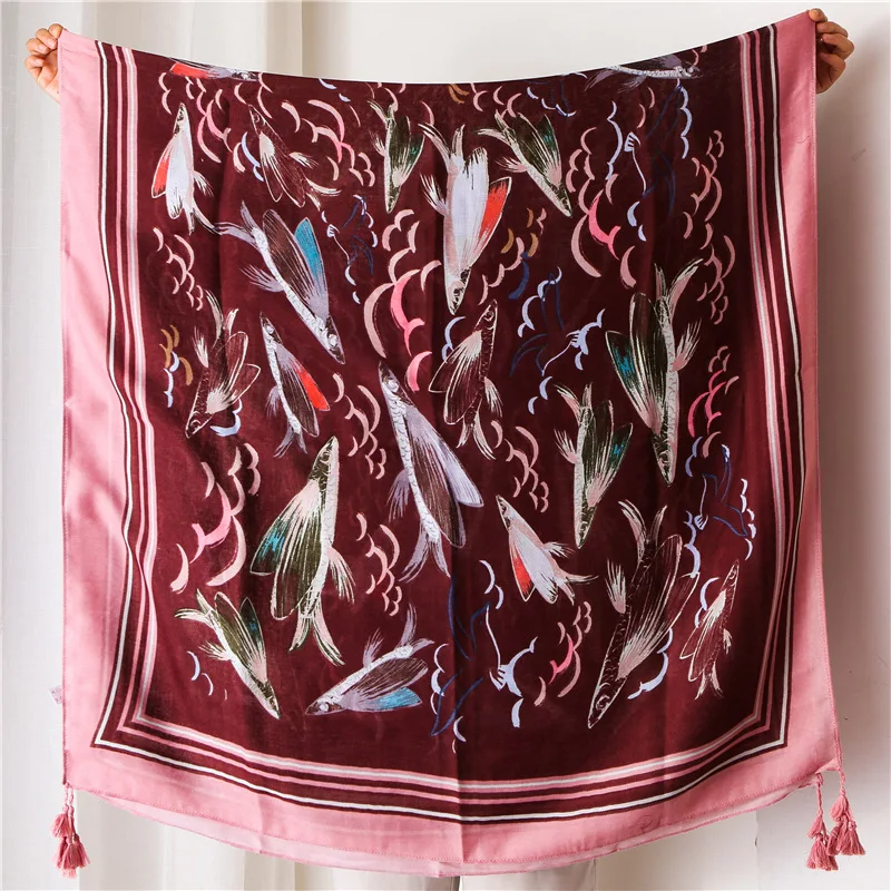 

Luxury brands sunscreen quality colour lattice shawl spring and autumn Fashion print silk scarves women Cotton and linen scarf