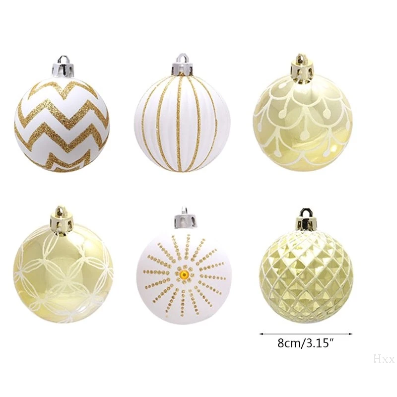 

New 24Pcs white gold Mixed Christmas Tree Decor Balls Xmas Party Hanging Ball