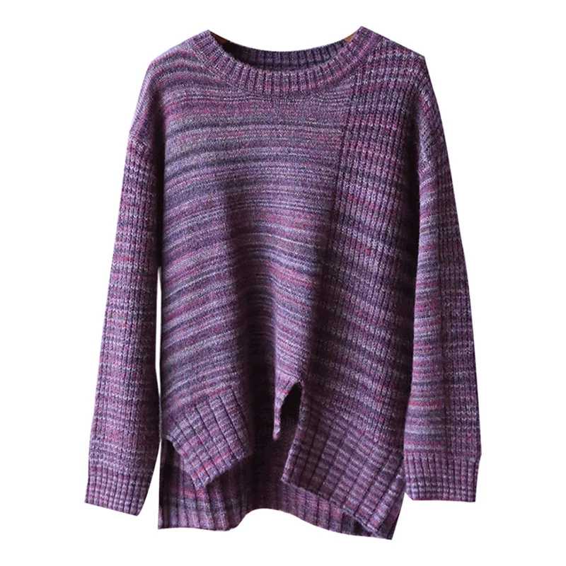 Осенние и зимние пуловеры свитер для женщин Повседневные вязаные топы с круглым