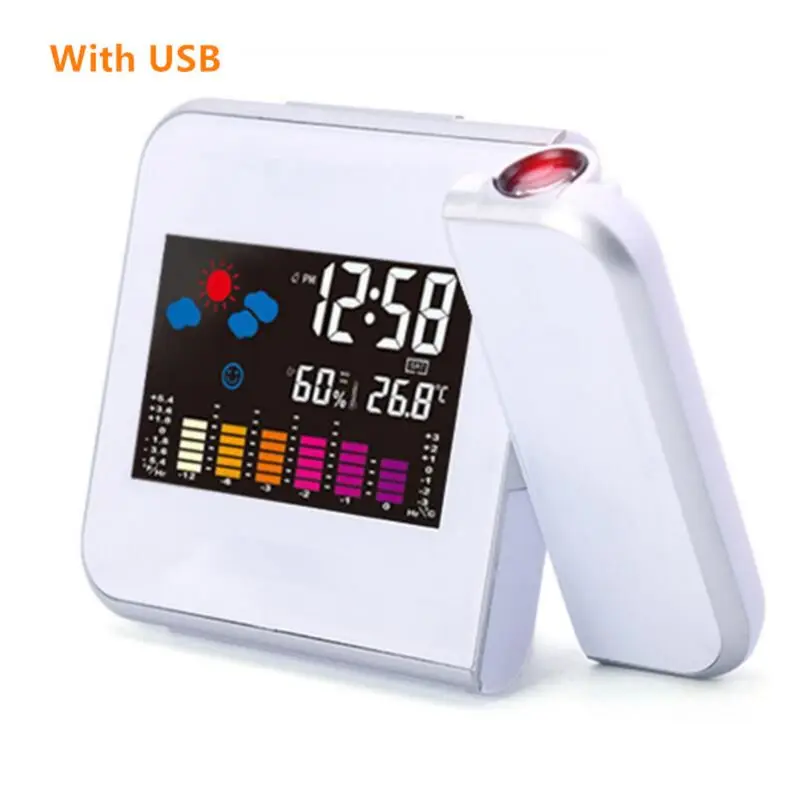Проекционный цифровой датчик погоды с ЖК дисплеем будильник цветной дисплей
