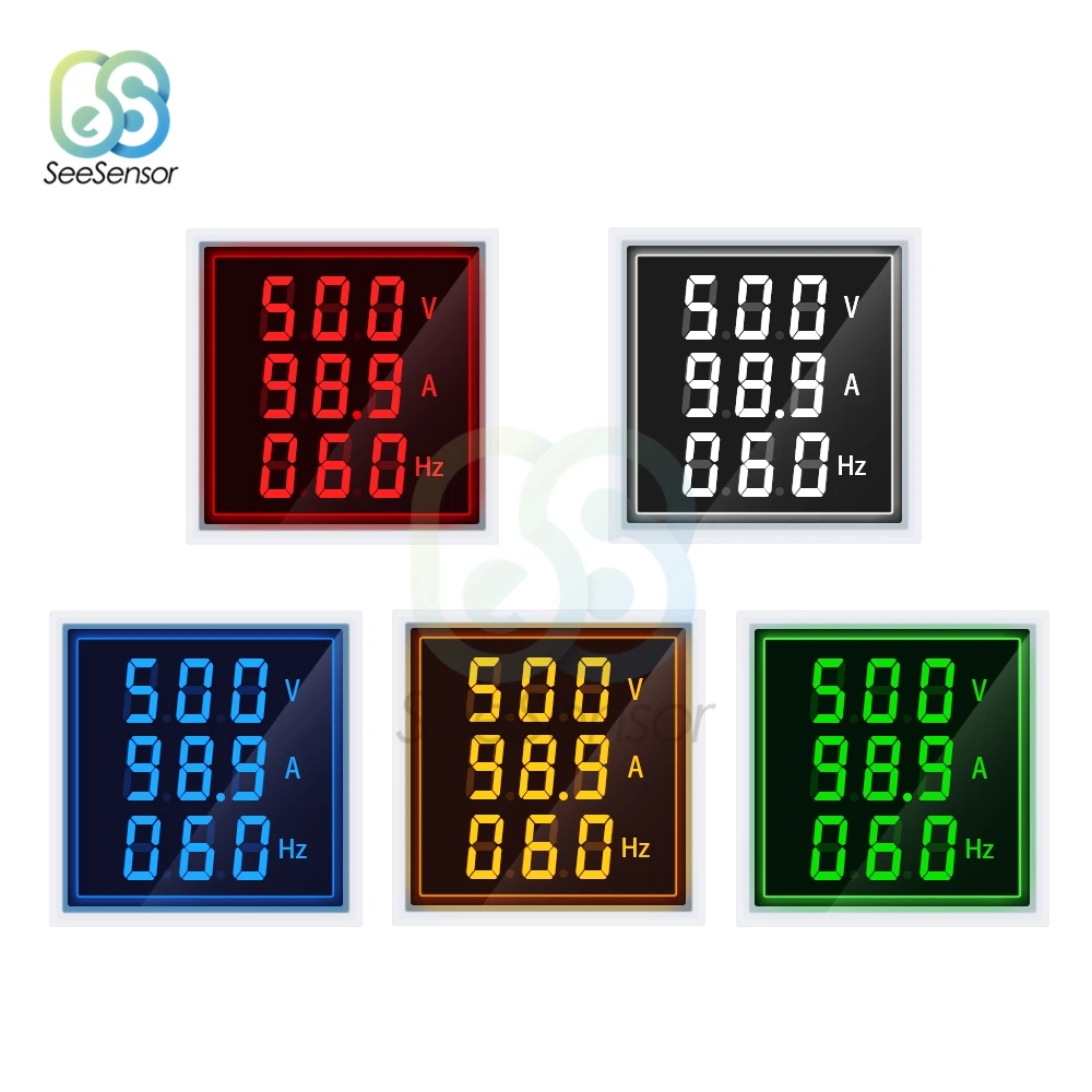 

AC 60-500V 0-100A LED Digital Voltmeter Ammeter Hertz HZ Signal Lights 220V Voltage Current Meter Volt Amp Tester Detector