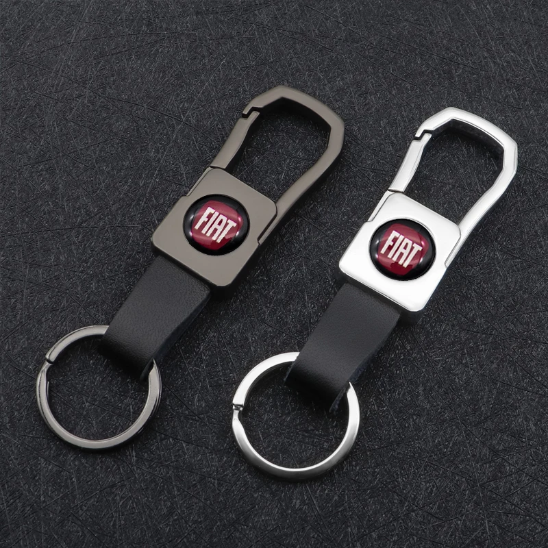 

Auto accessories fashion creative leather metal logo key ring for 500 500L 500X 124 Bravo Freemont Panda Punto key ring