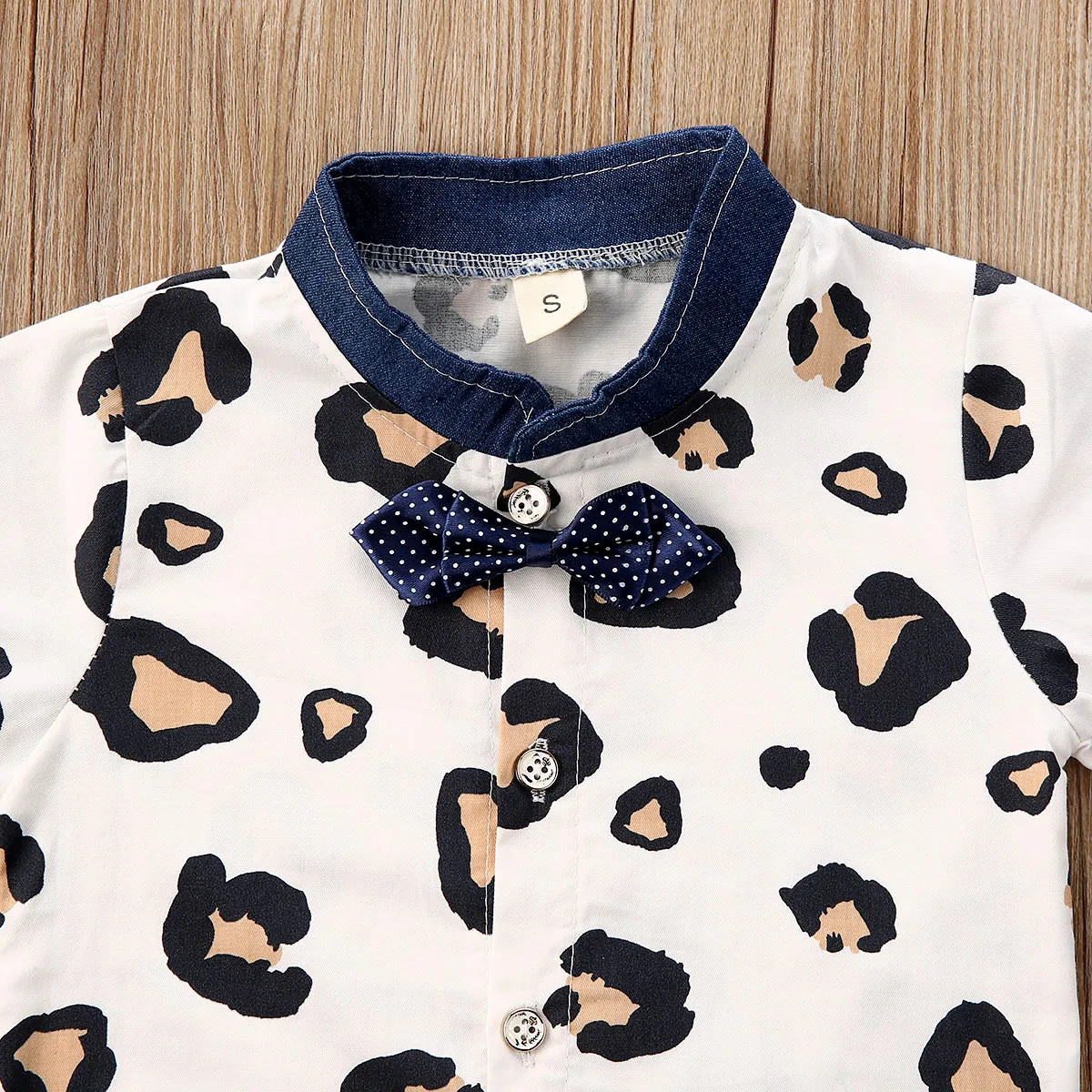 

Toddler Baby Boys Summer Outfits Short Sleeve Button-Down T Shirt + Denim Shorts Set