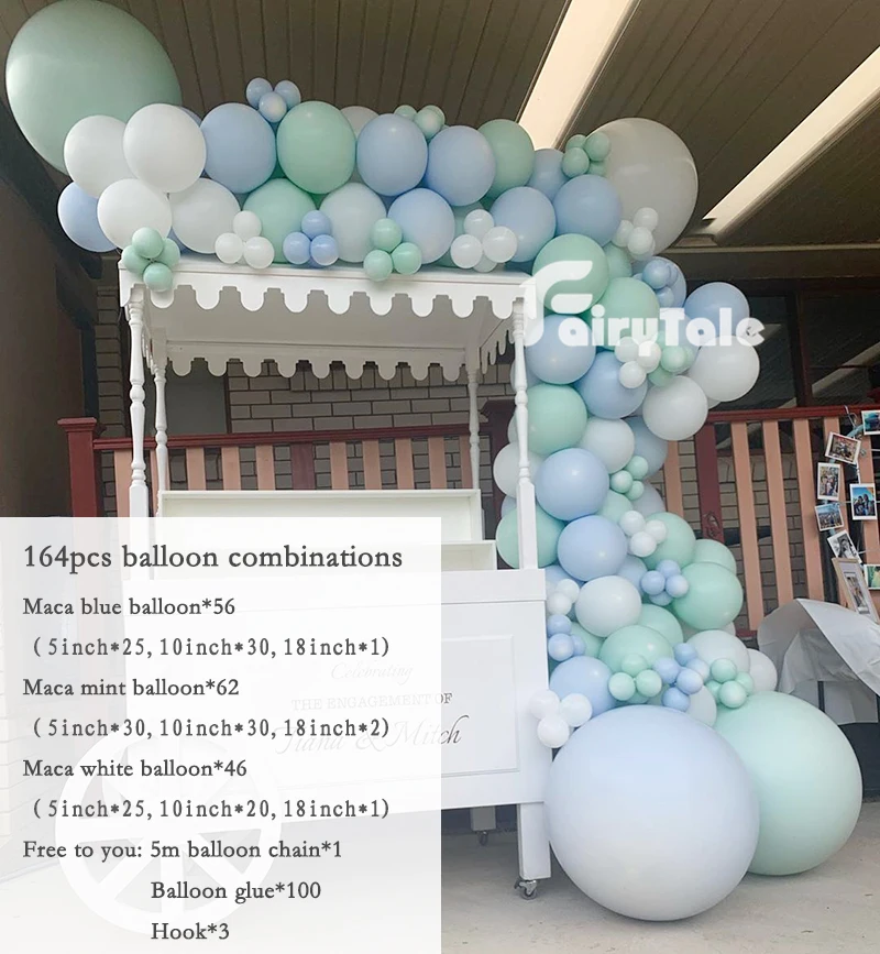 164pcs Macaron Pastel Mint Blue Balloons Garland Maca White Balloon Arch Kit Birthday Baby Show Party Wedding Anniversary Decor | Дом и сад