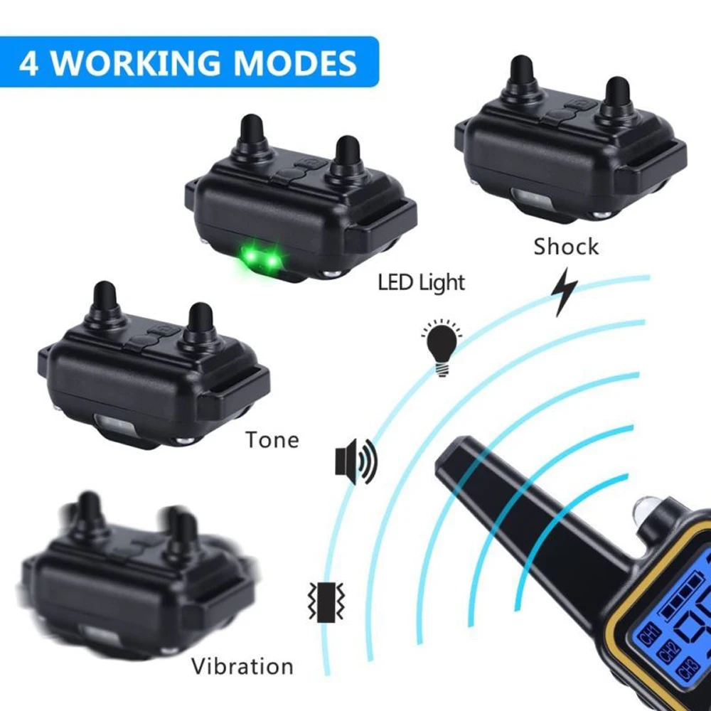 

Dog Training Collar Remote Control Waterproof Rechargeable Bark-stop Collars With LCD Display Dog Pet Trainer Device Supplies