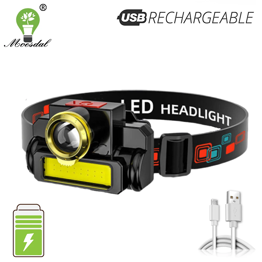 

Налобный фонарь XPG + COB светодиодный Аккумуляторный с зарядкой от USB