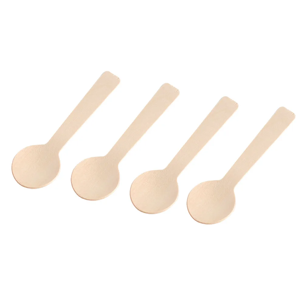 100Pcs Disposable Wooden Spoon Ice Cream Scoop Coffee Honey Teaspoon Tableware Mini Cutlery Set Kitchen Accessories | Дом и сад