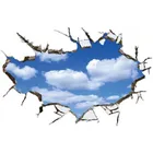 Голубое небо белый пейзаж с облаками 3d сломанная настенная виниловая настенная наклейка домашнее украшение потолочный пейзаж Креативные обои 90*60 см