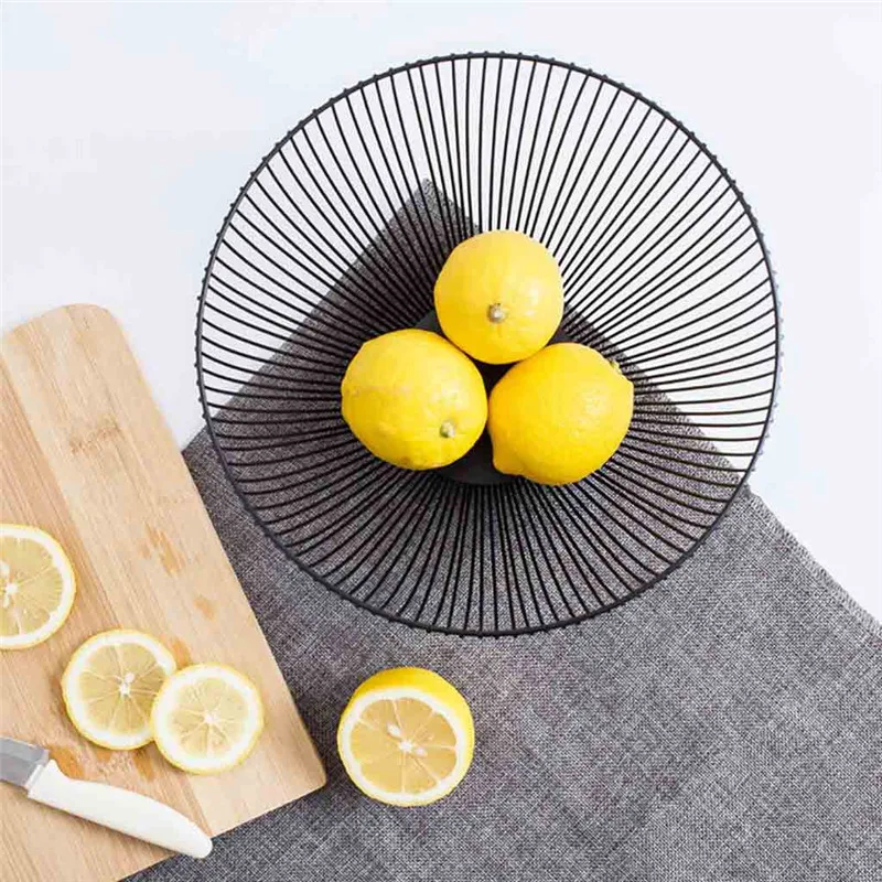 

1Pcs Metal Wire Fruit Vegetable Snack Tray Bowl Basket Kitchen Storage Rack Holder Large Capacity Kitchen Organizer Basket @D