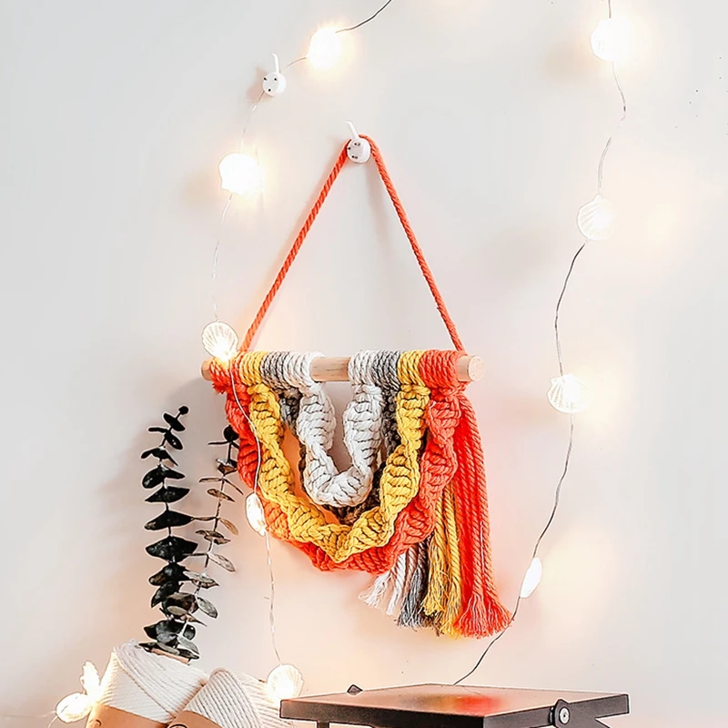 

Bohemian Rainbow Fringed Lace Tapestry Wall Hanging Hand-Woven Crafts Home Decoration